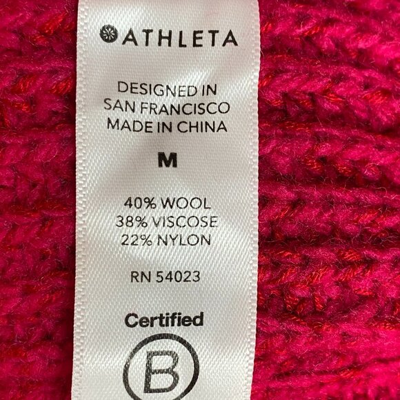 Athleta Shasta Pink Cyclamen Wool Blend Sweater Lagenlook Oversized Barbiecore-M - Picture 13 of 15